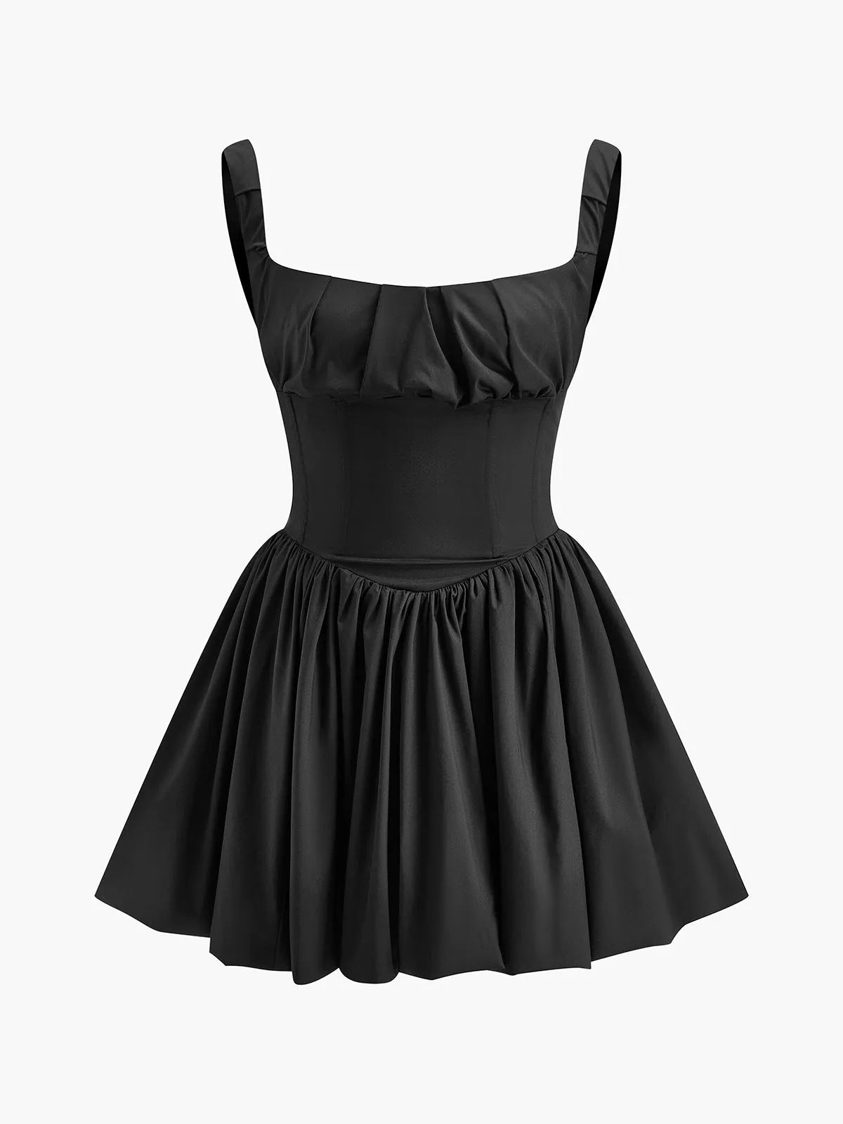 Pleated Zipper Strappy Short Dress sold by COMMENSE