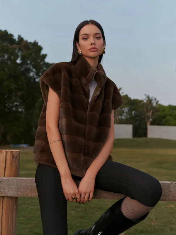 Double-Sided Drawstring Zipper Minky Vest made by COMMENSE