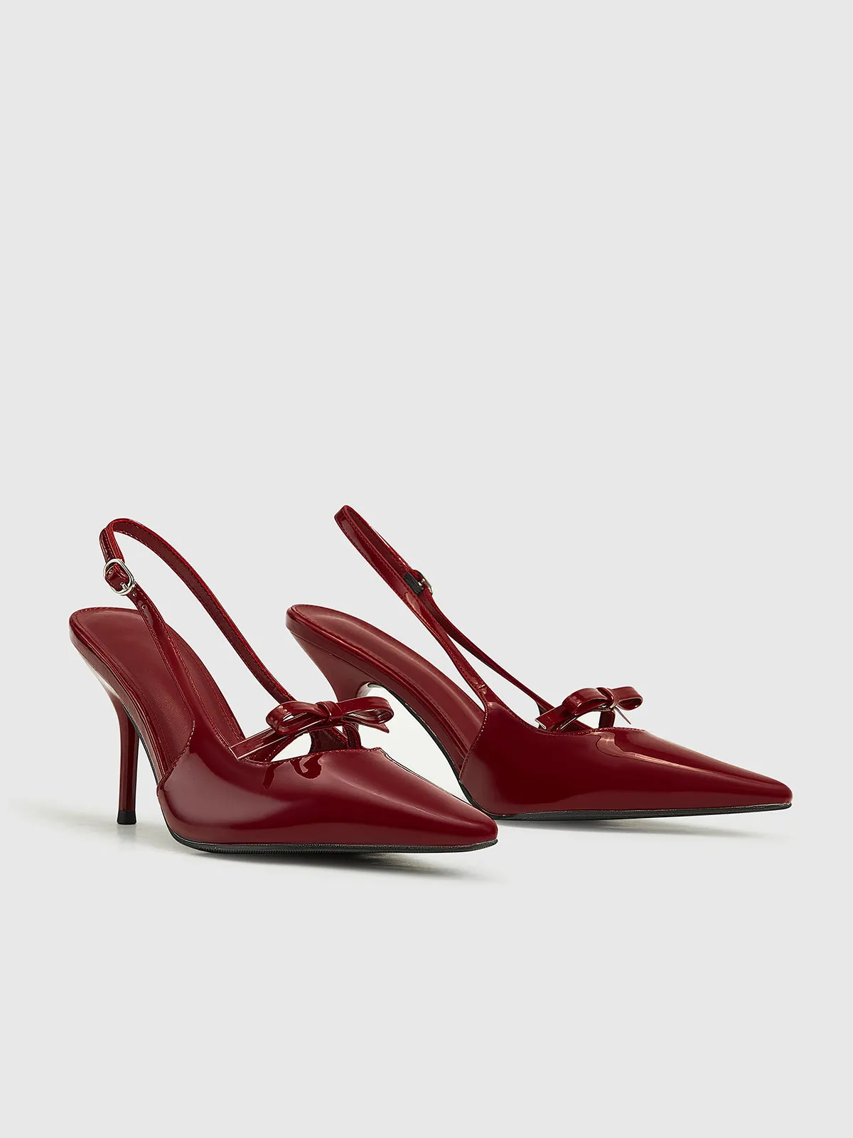 Pointed Toe Bow-Decor Slingback Pumps sold by COMMENSE product image thumbnail 3