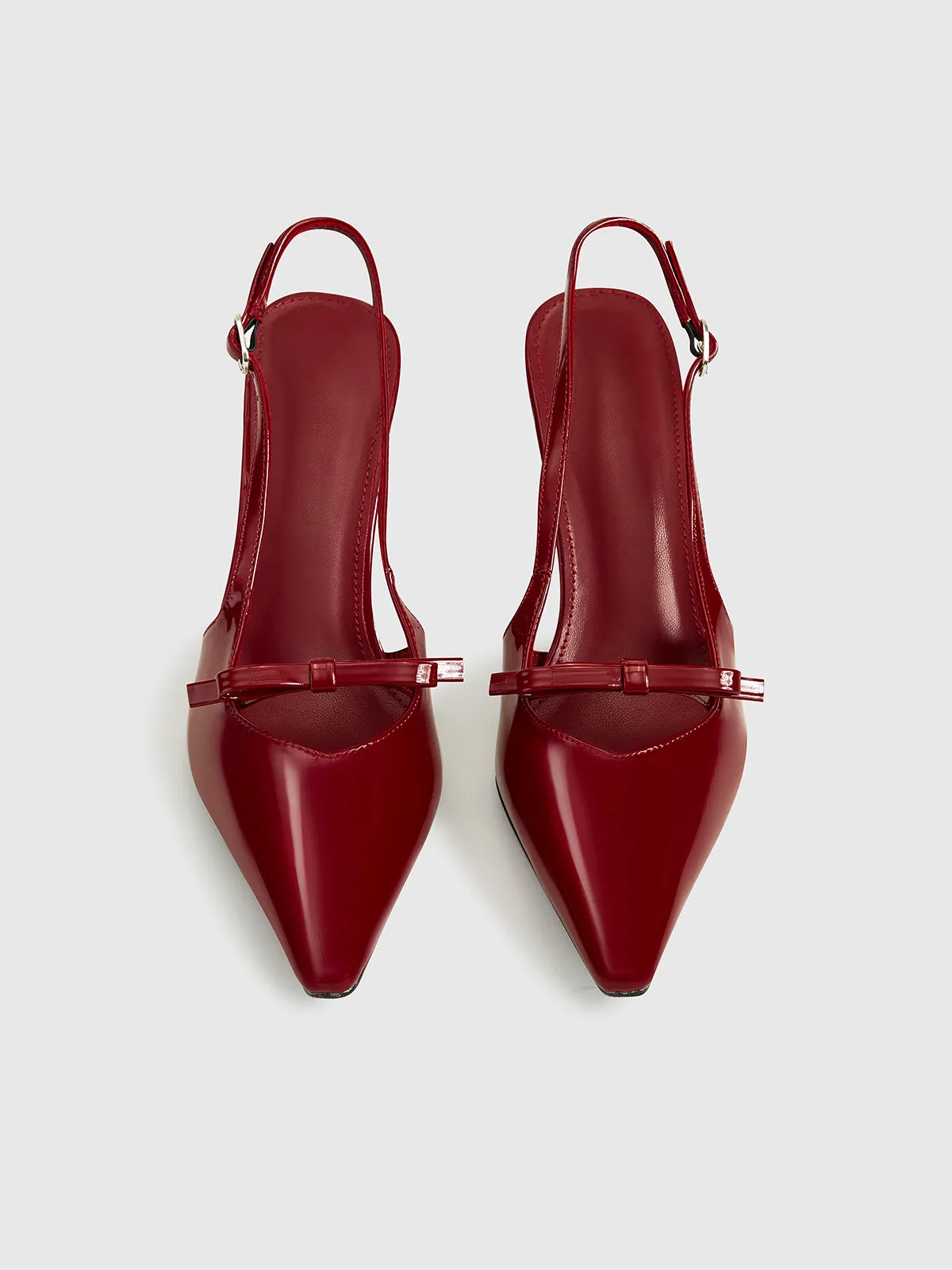 Pointed Toe Bow-Decor Slingback Pumps sold by COMMENSE product image thumbnail 4