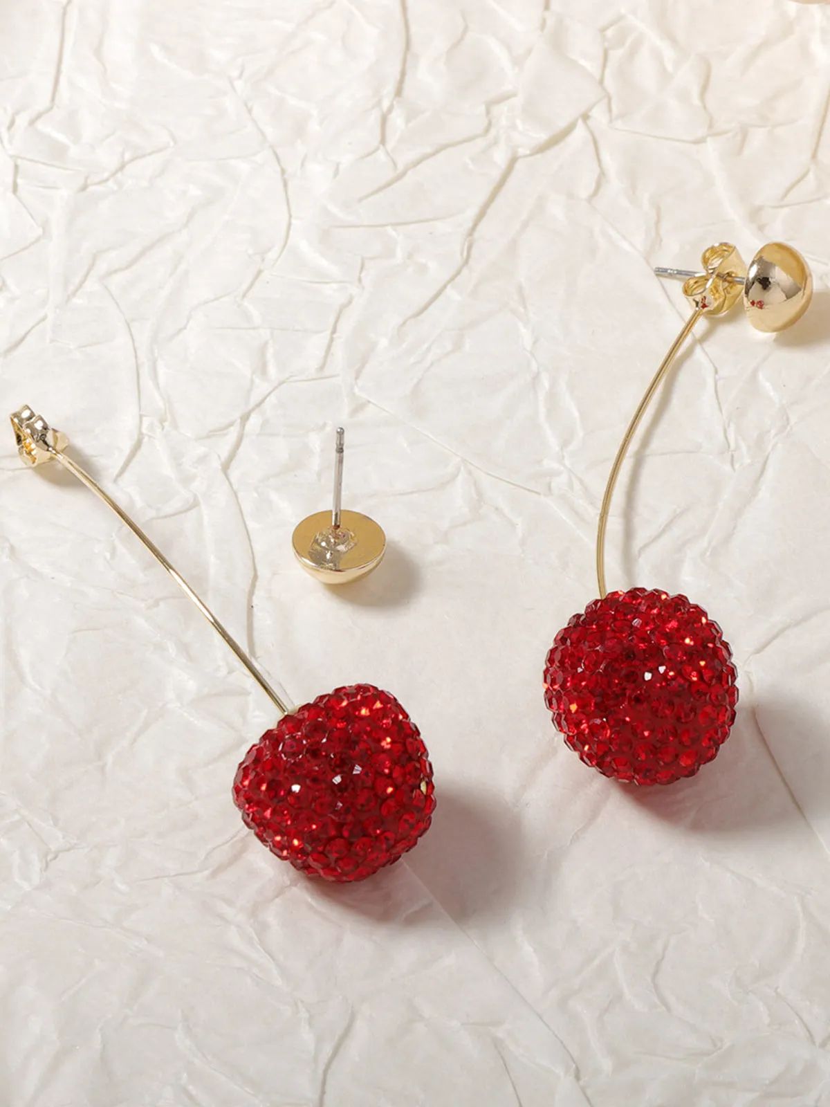Rhinestone Cherry Stud Earrings sold by COMMENSE product image thumbnail 3