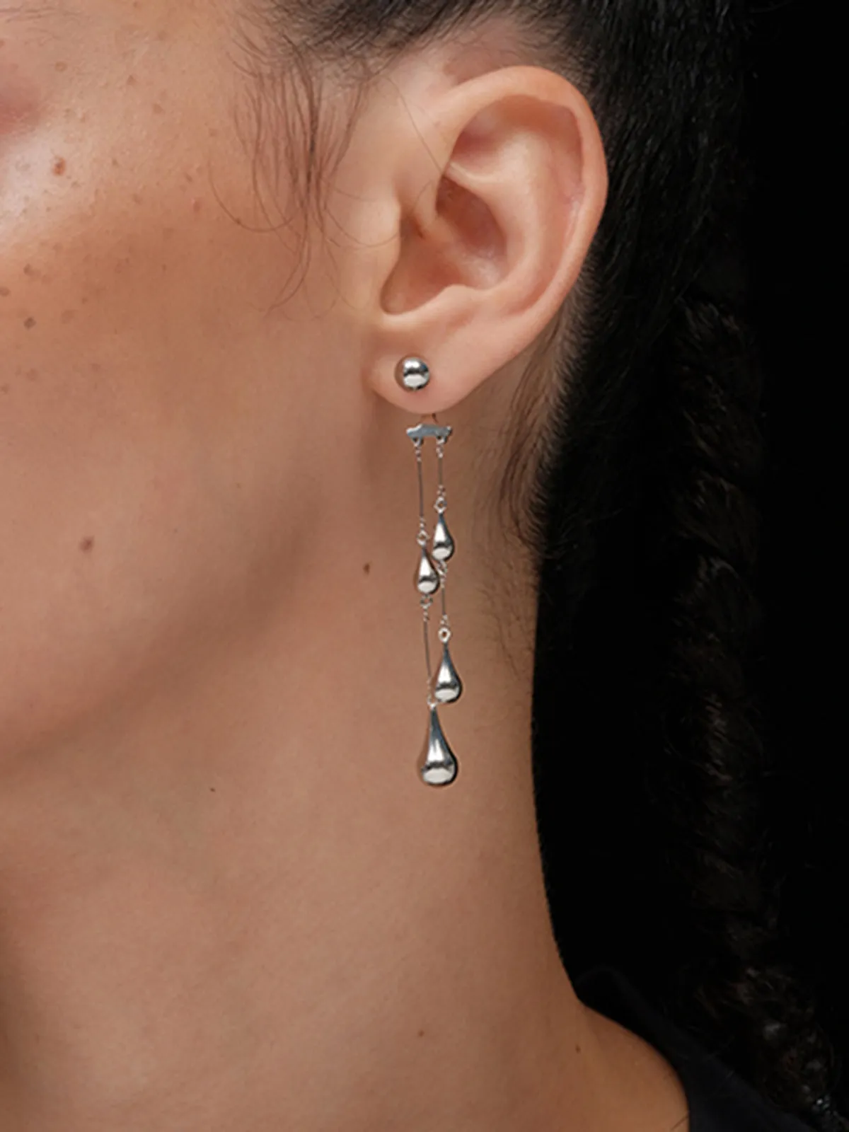 Water Drop Tassel Stud Earrings sold by COMMENSE product image thumbnail 3
