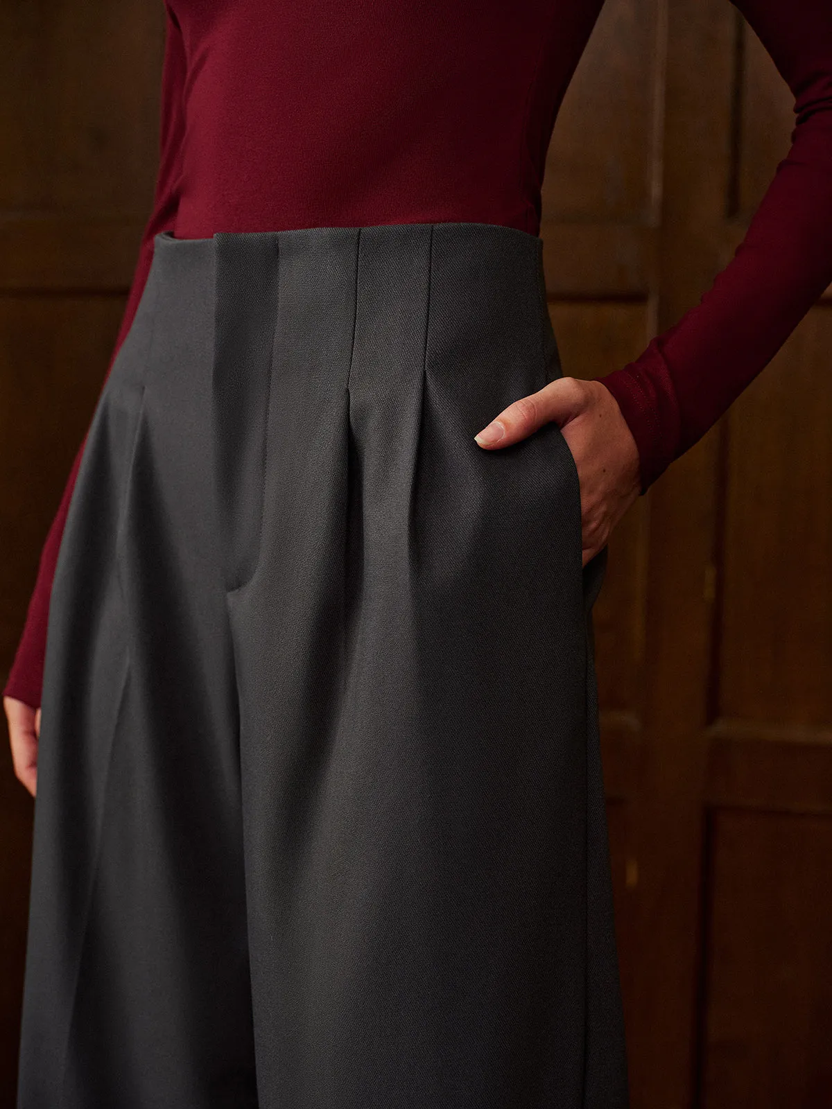 Minimalist High-Waist Wide-Leg Pants sold by COMMENSE product image thumbnail 4