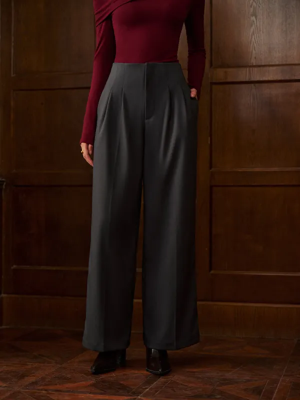 Minimalist High-Waist Wide-Leg Pants sold by COMMENSE