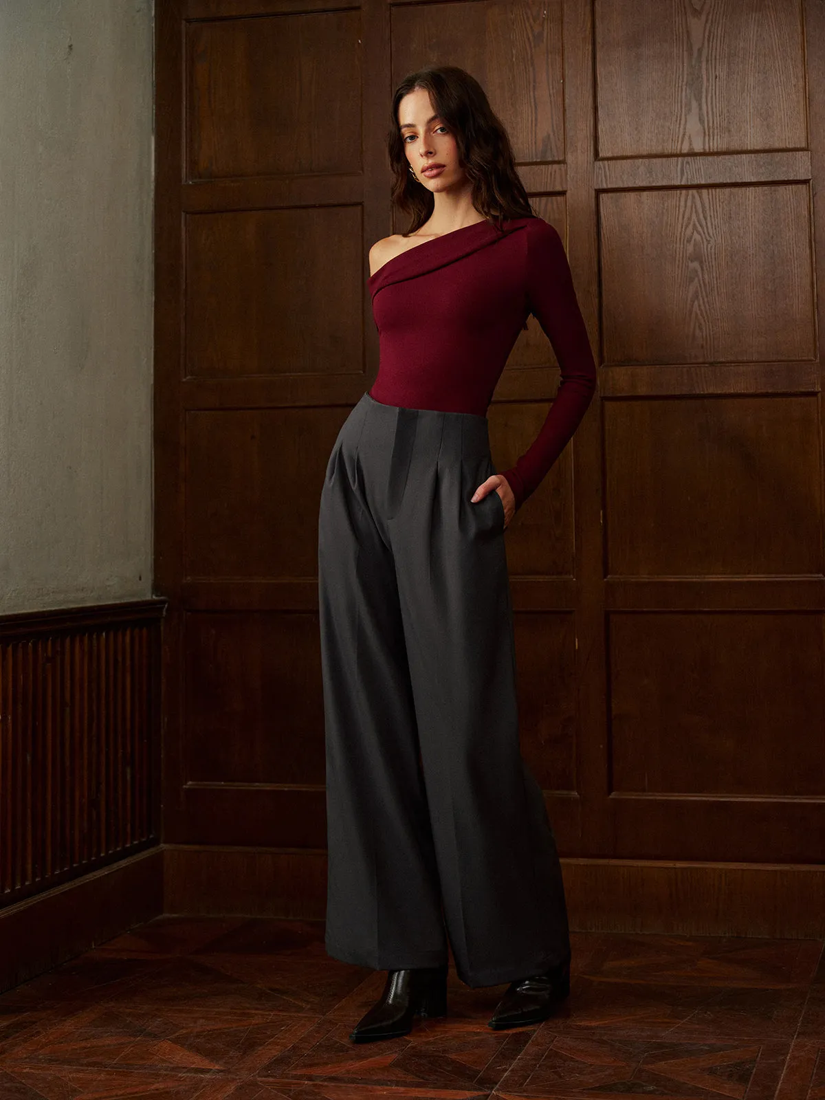 Minimalist High-Waist Wide-Leg Pants sold by COMMENSE product image thumbnail 2
