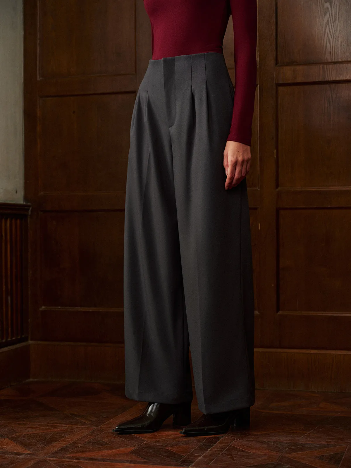 Minimalist High-Waist Wide-Leg Pants sold by COMMENSE product image thumbnail 3