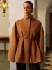 Stand Collar Lariat-Belted Warm Cloak sold by COMMENSE