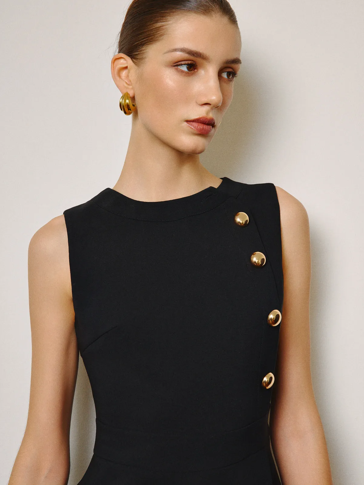 Lace Hem Metal-Detail Tank Dress sold by COMMENSE product image thumbnail 4