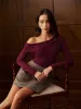 Asymmetrical Neck Ruched Jersey Top sold by COMMENSE