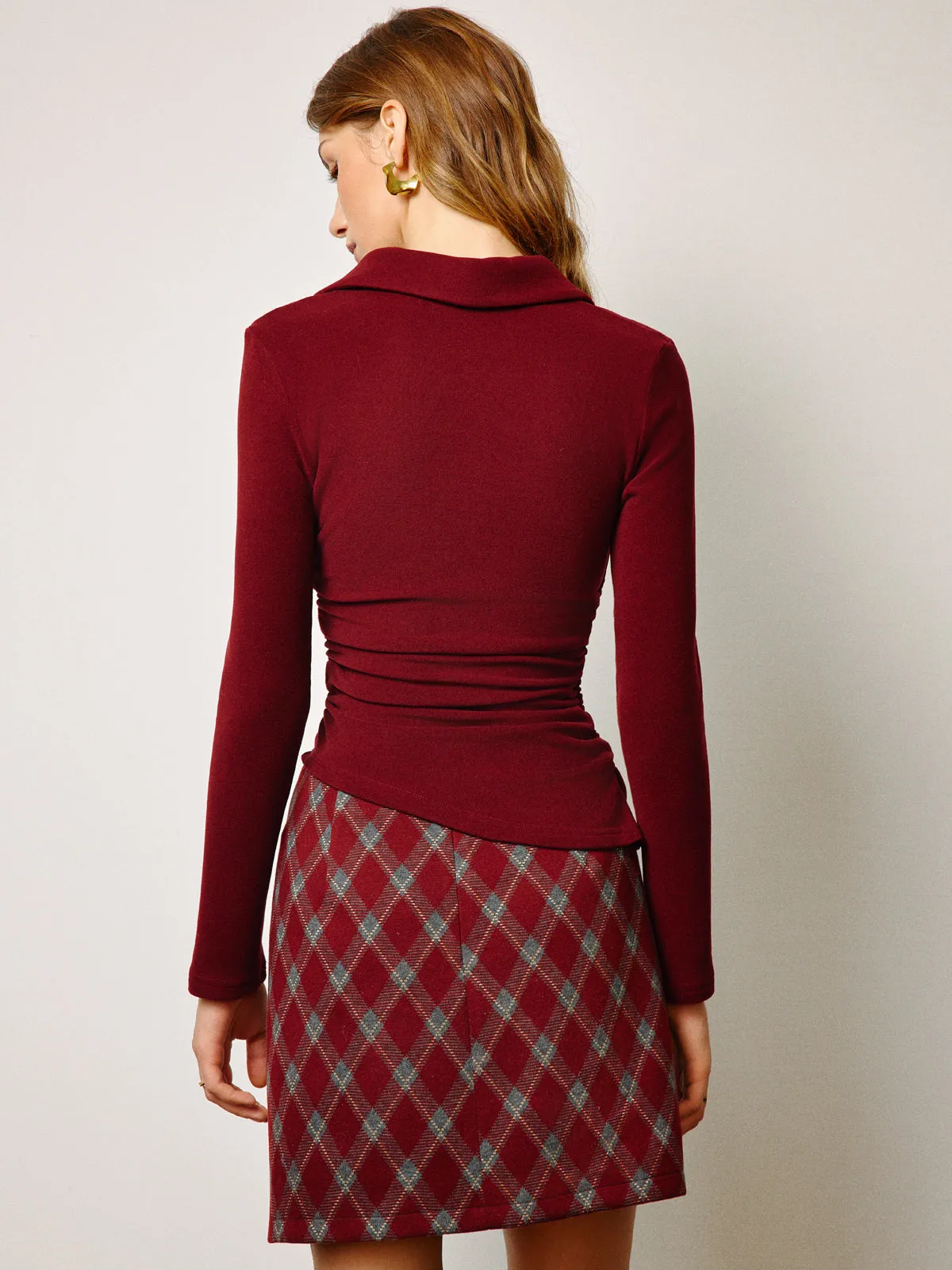 Mid-Waist Tweed Zipper Skirt sold by COMMENSE product image thumbnail 5