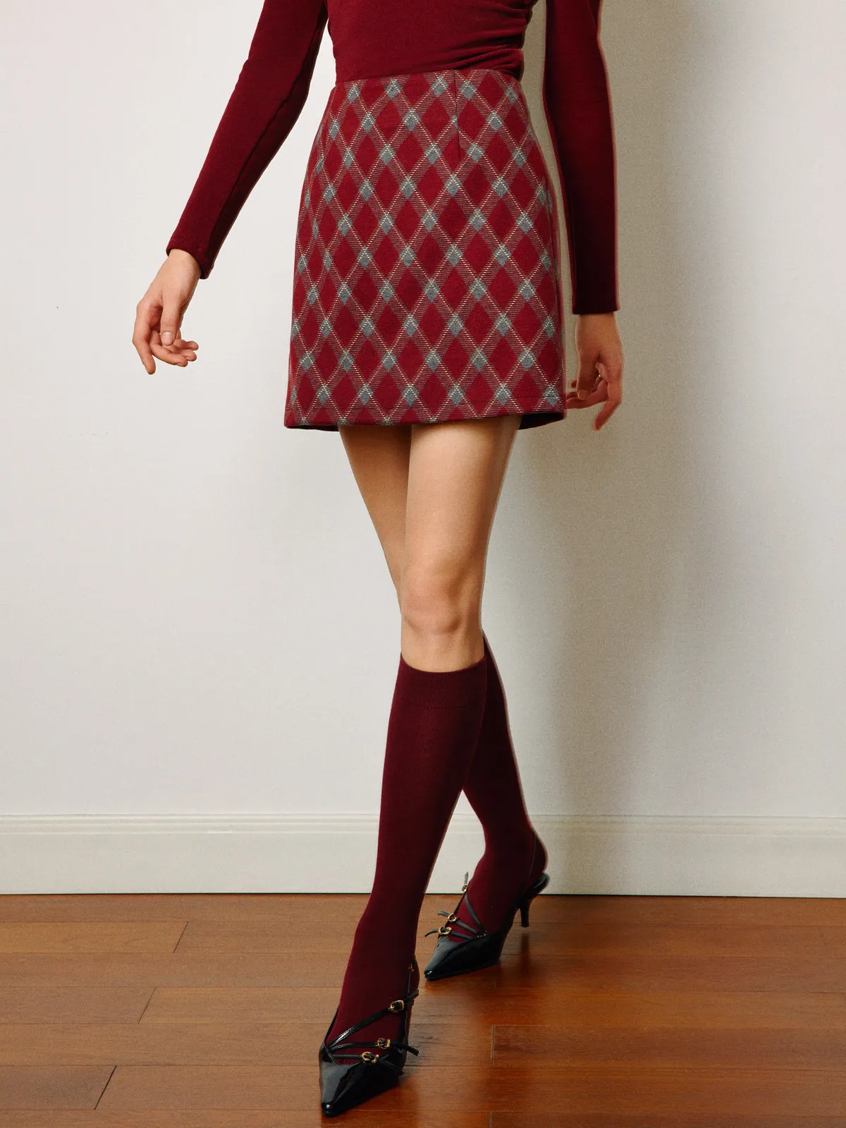 Mid-Waist Tweed Zipper Skirt sold by COMMENSE product image thumbnail 2