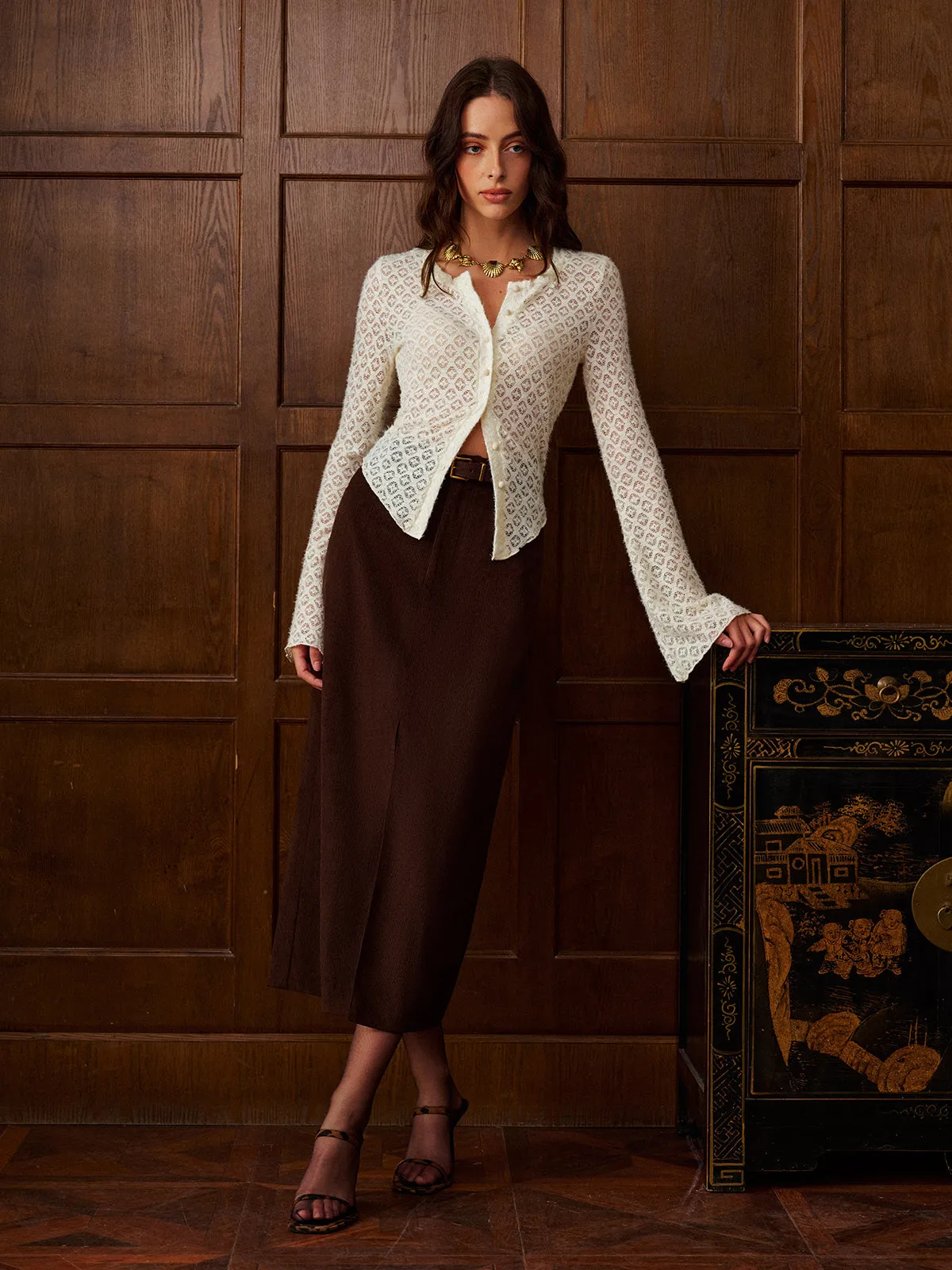 Bell Sleeve Button Down Slim Blouse sold by COMMENSE product image thumbnail 2