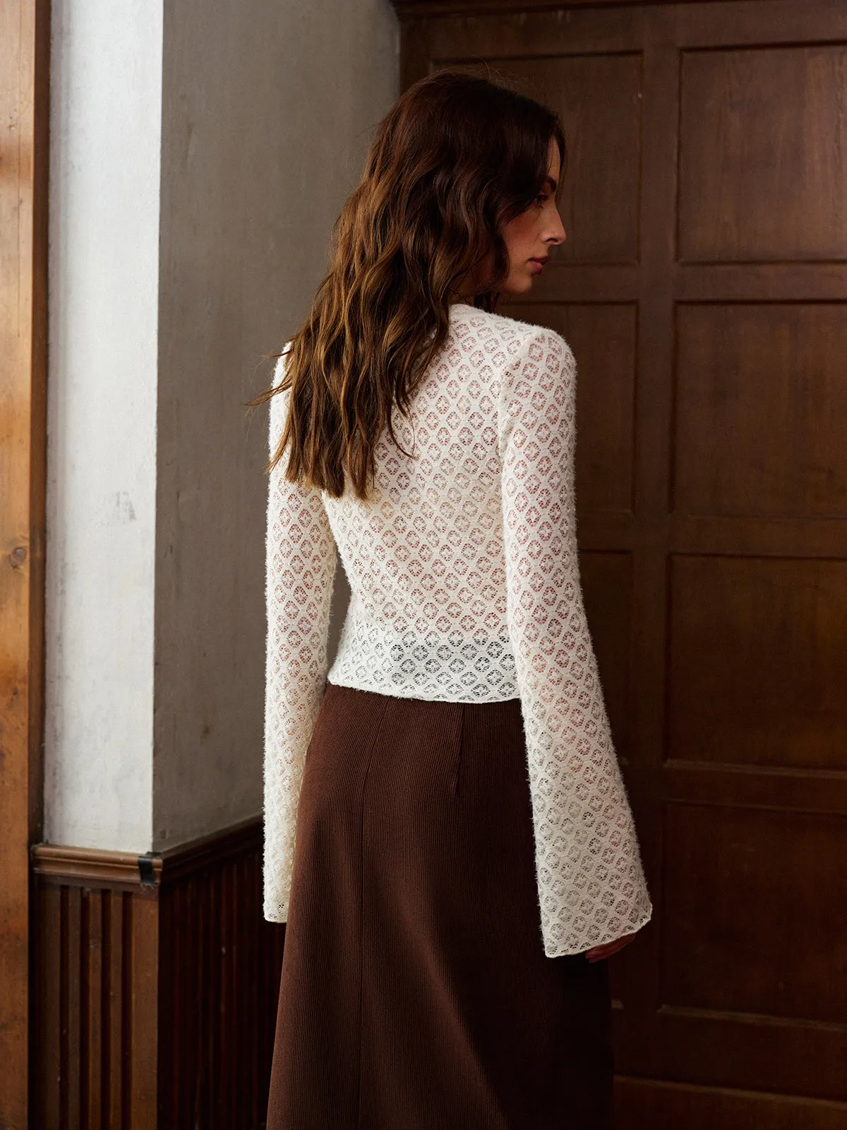 Bell Sleeve Button Down Slim Blouse sold by COMMENSE product image thumbnail 4