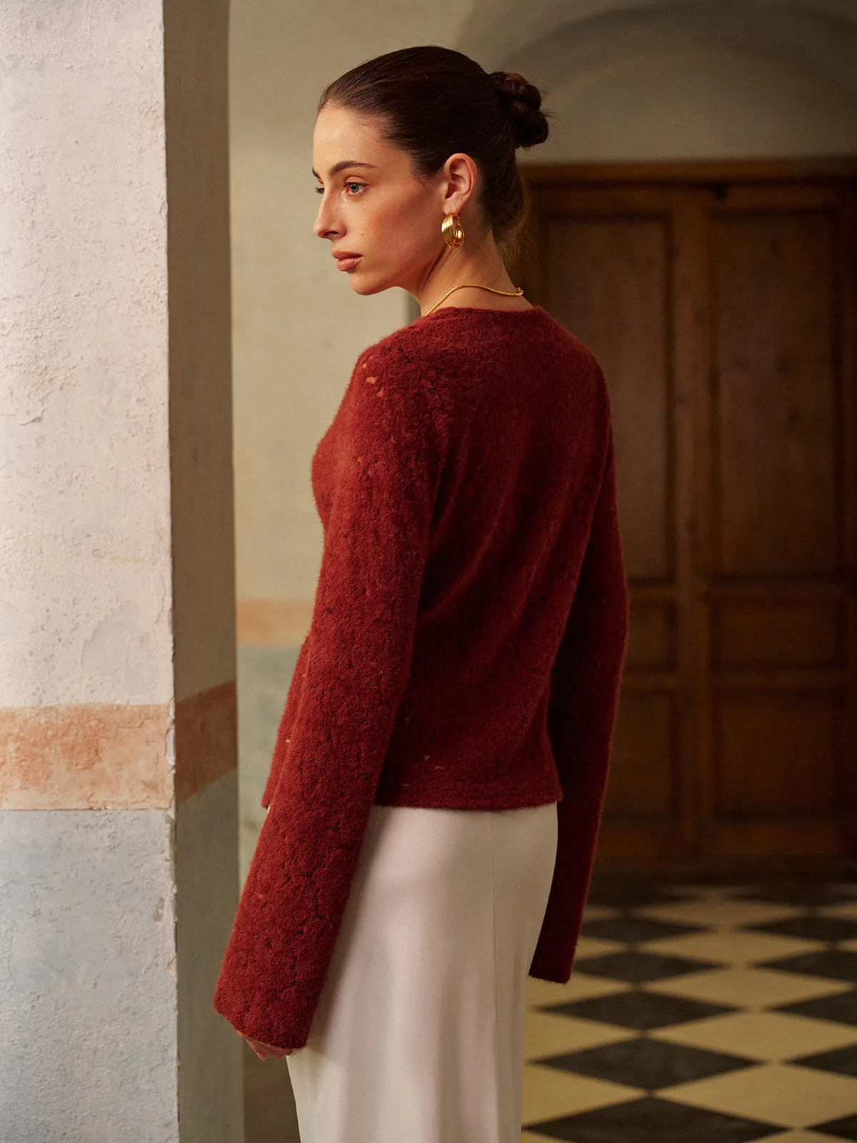 V-Neck Split Lace Blouse sold by COMMENSE product image thumbnail 5