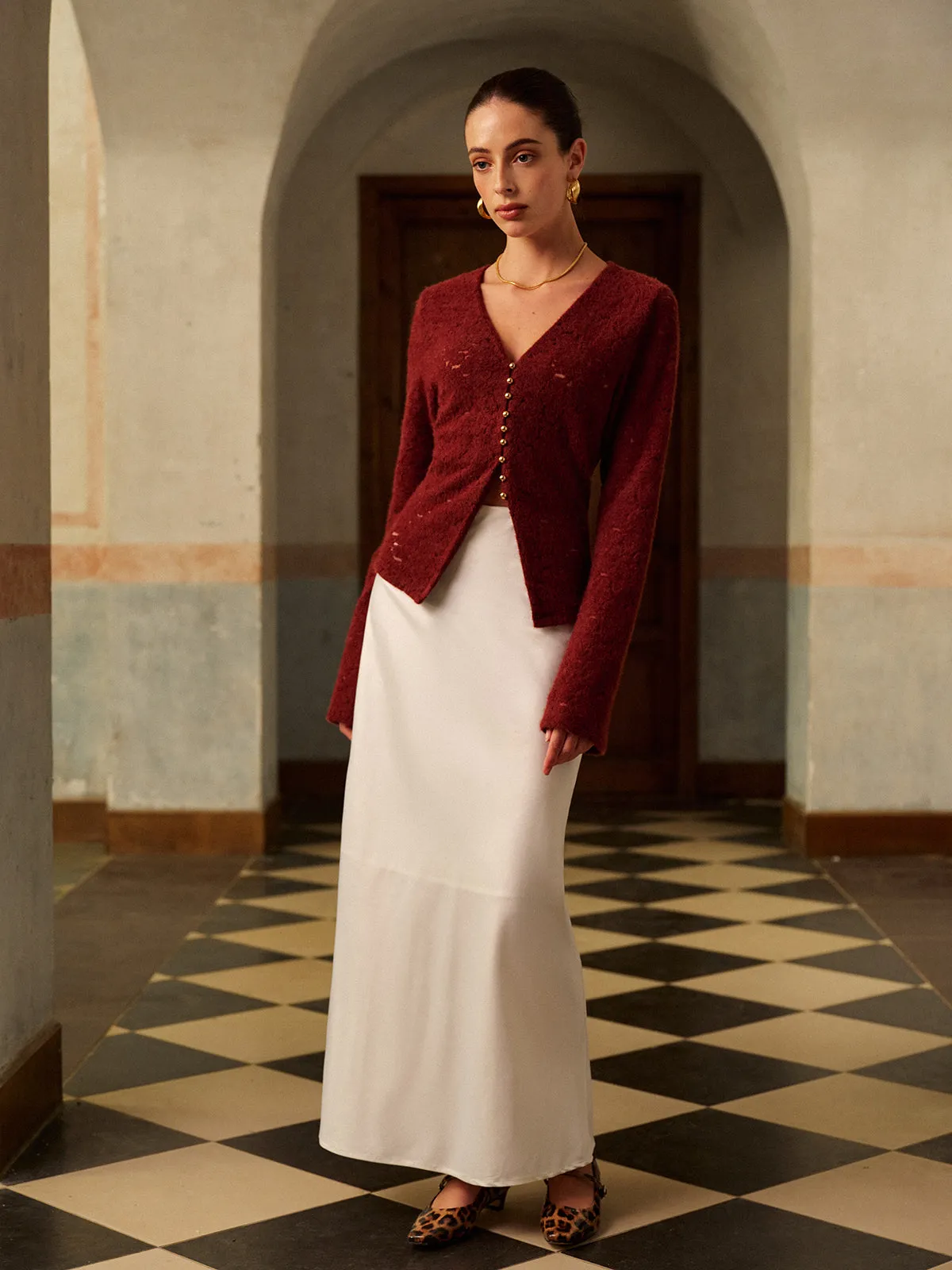 V-Neck Split Lace Blouse sold by COMMENSE product image thumbnail 3