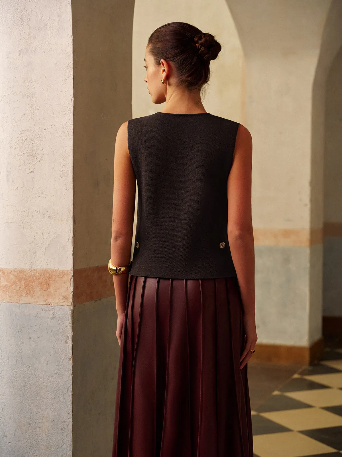 Metal-Detail Regular Fit Sweater Vest sold by COMMENSE product image thumbnail 4