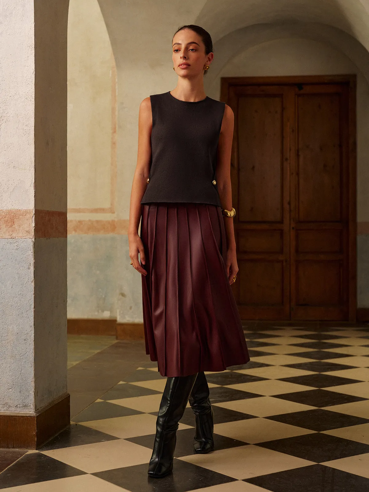 Metal-Detail Regular Fit Sweater Vest sold by COMMENSE product image thumbnail 2