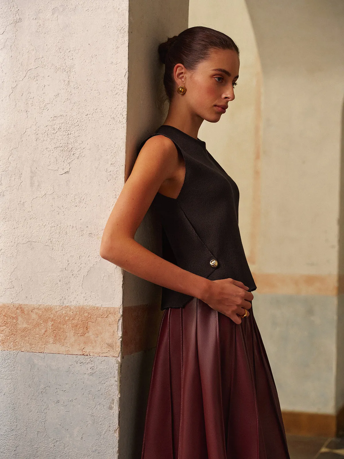 Metal-Detail Regular Fit Sweater Vest sold by COMMENSE product image thumbnail 3