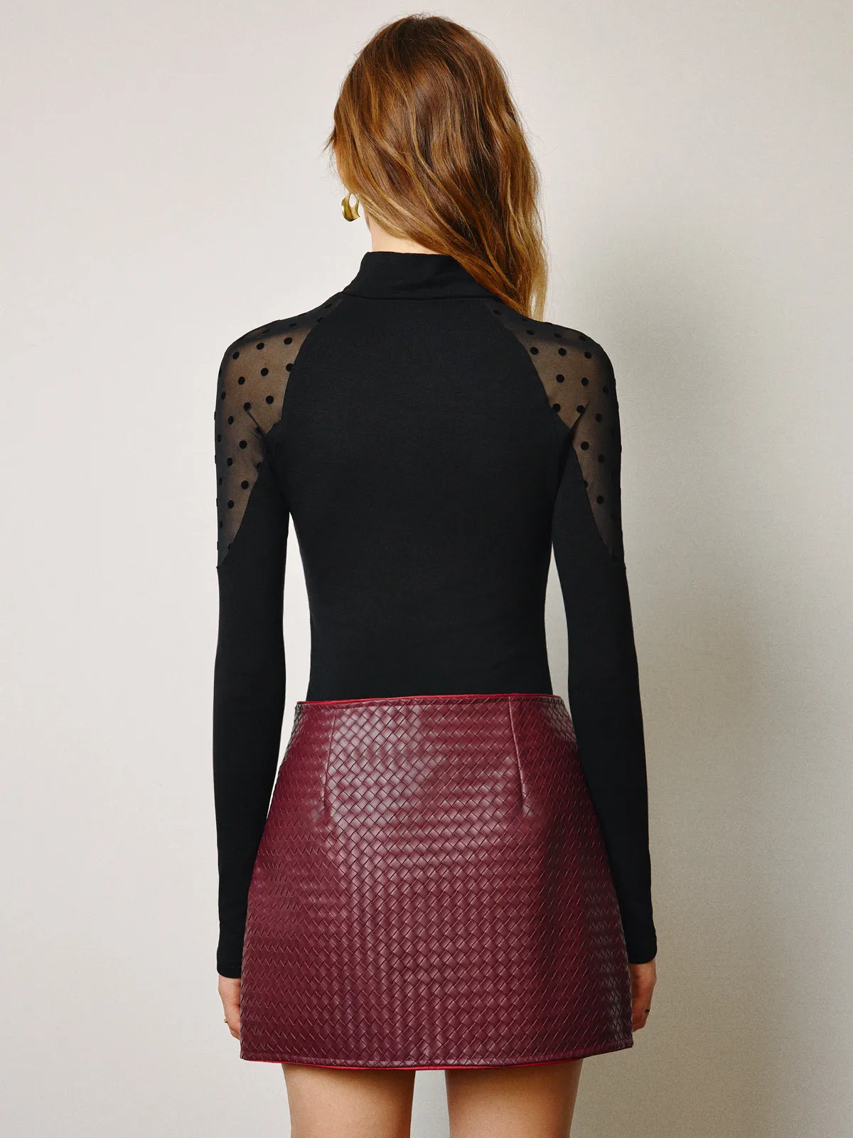 Sheer-Shoulder Polka Dot Panel T-Shirt sold by COMMENSE product image thumbnail 3