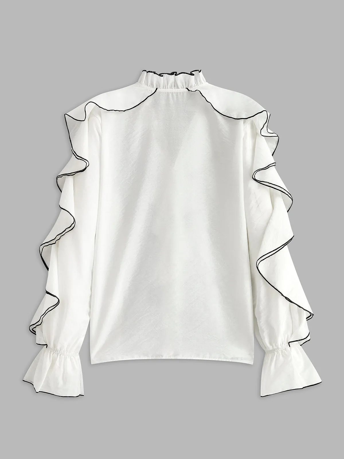 Contrast Binding Ruffle Thin Blouse sold by COMMENSE product image thumbnail 2