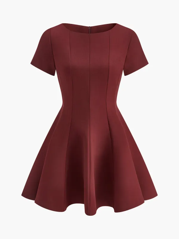 Pleated Piping Short Sleeve Dress sold by COMMENSE