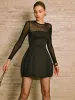 Backless Zipper Panel Short Dress sold by COMMENSE