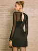 Backless Zipper Panel Short Dress sold by COMMENSE