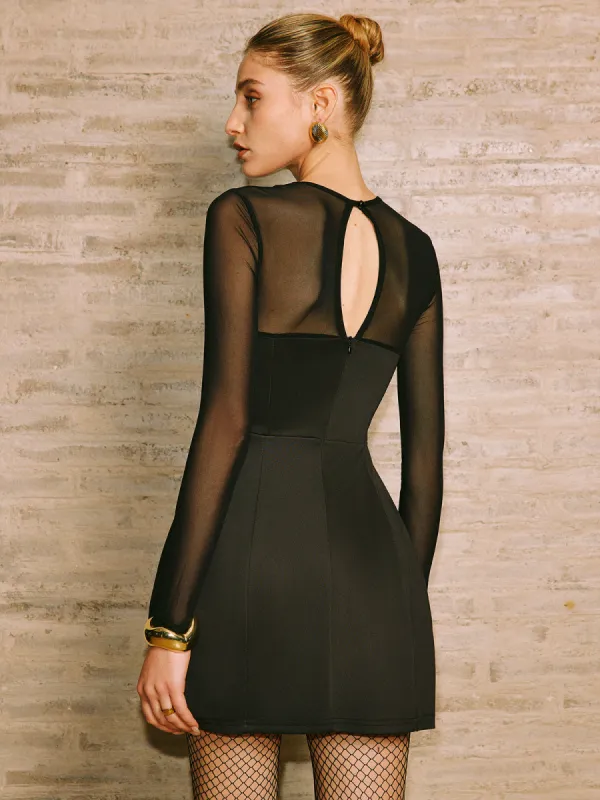 Backless Zipper Panel Short Dress sold by COMMENSE