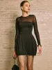 Backless Zipper Panel Short Dress sold by COMMENSE