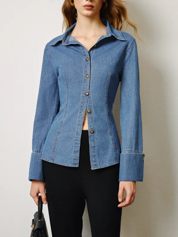 Denim Slim Polo Shirt sold by COMMENSE