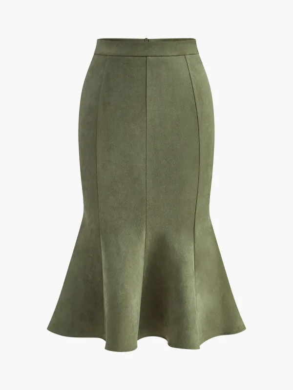 Mid-Waist Suede Pleated Hip-Covering Skirt sold by COMMENSE