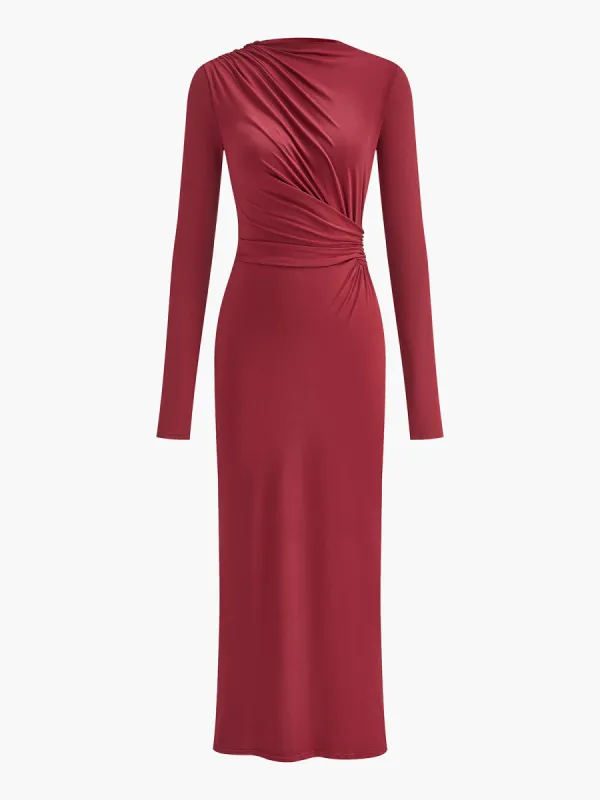 Ruched Jersey Slim Long Dress sold by COMMENSE
