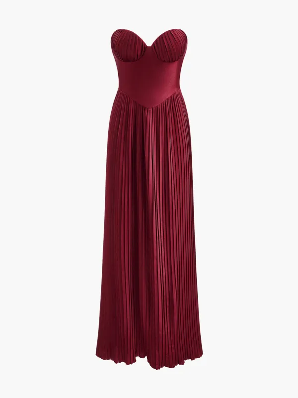 Pleated Slim Tube Long Dress sold by COMMENSE