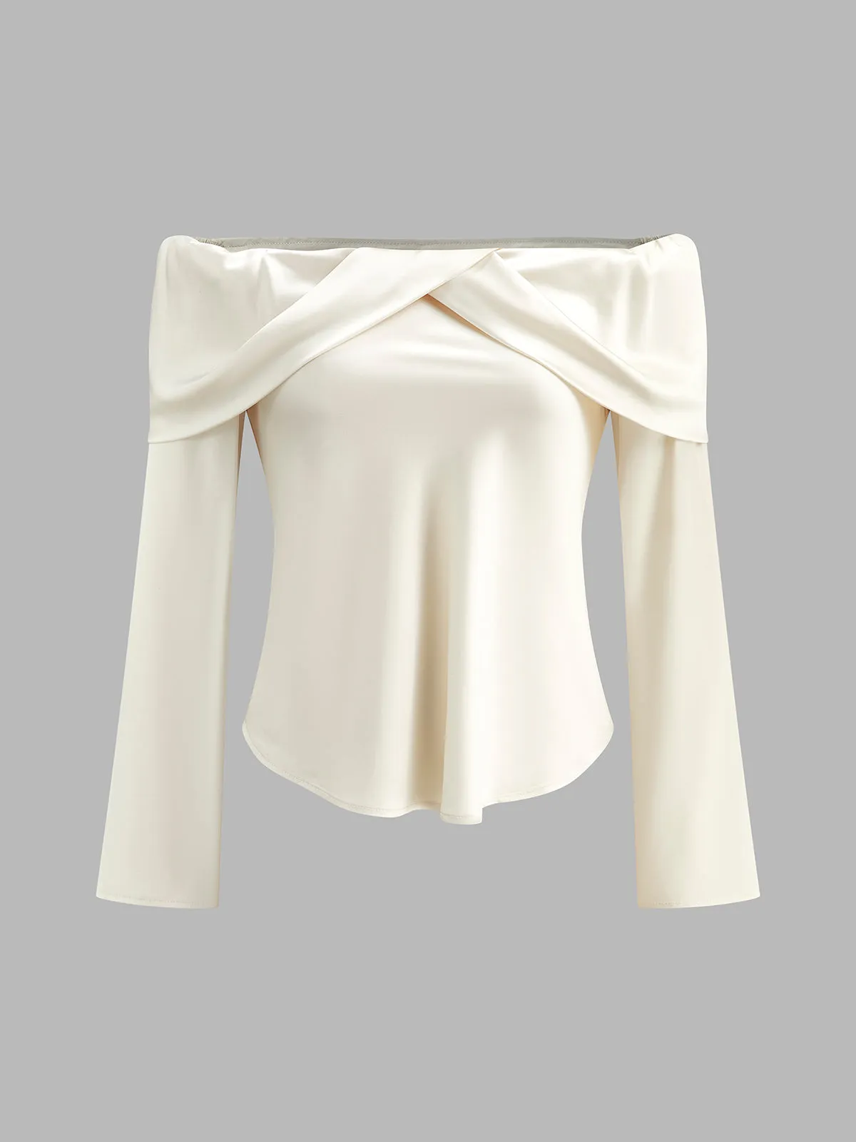 Off-Shoulder Satin Blouse sold by COMMENSE