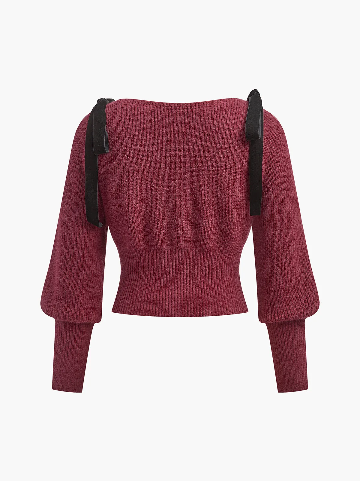 Contrast Bow Cinched Waist Sweater sold by COMMENSE product image thumbnail 2