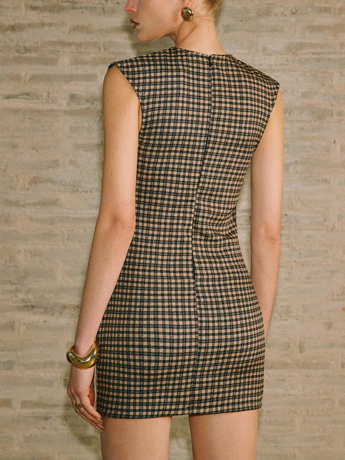 Retro Plaid Zipper Tank Dress sold by COMMENSE product image thumbnail 5