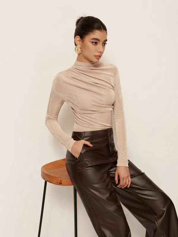 Versatile Ruched Slim T-Shirt sold by COMMENSE