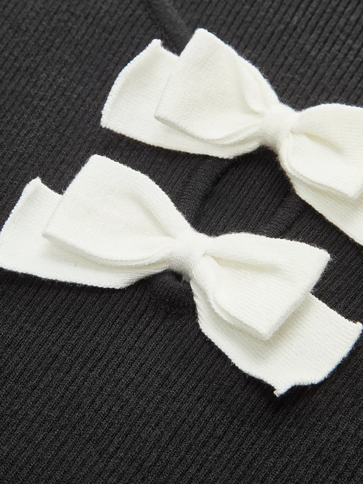 Bow-Decor Cutout Slim Sweater sold by COMMENSE product image thumbnail 2