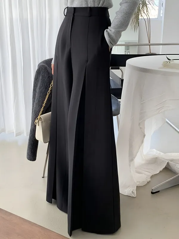 High-Waist Pleated Wide-Leg Pants sold by COMMENSE