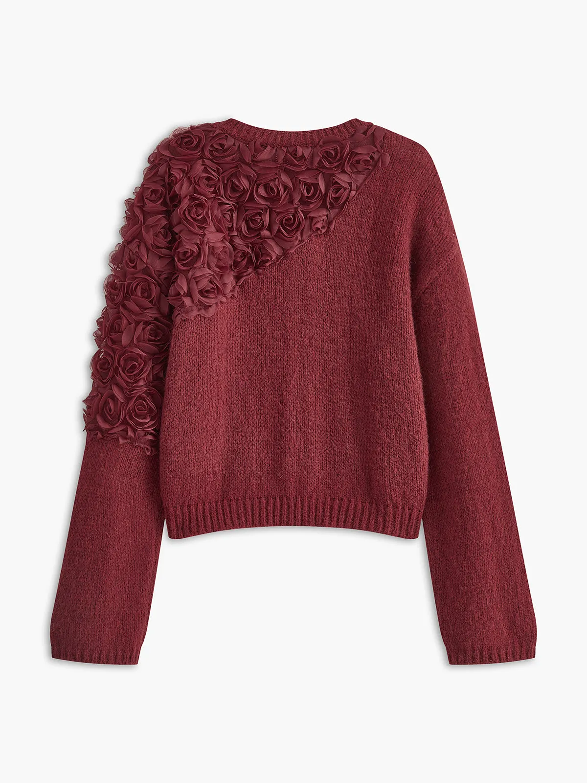 Elegant Wool-Blend Floral Sweater sold by COMMENSE product image thumbnail 3