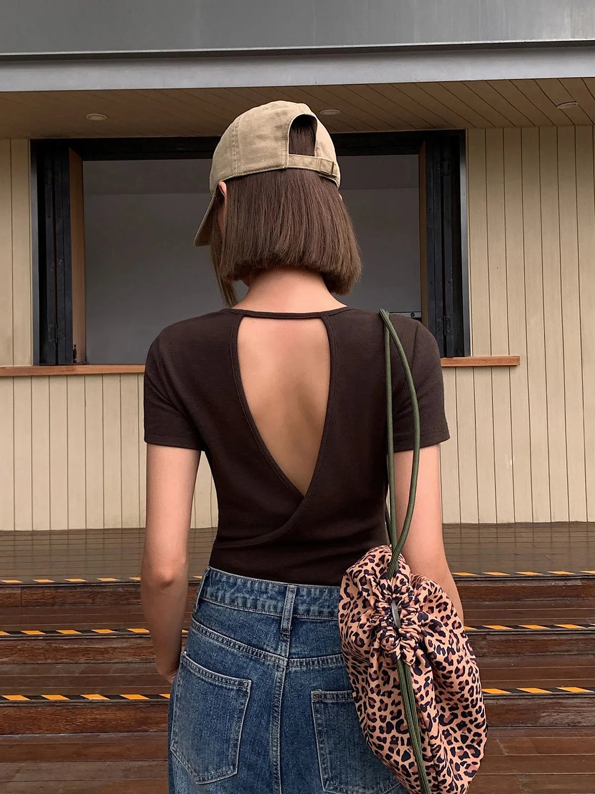 Solid Crew Neck Backless Top sold by COMMENSE product image thumbnail 2