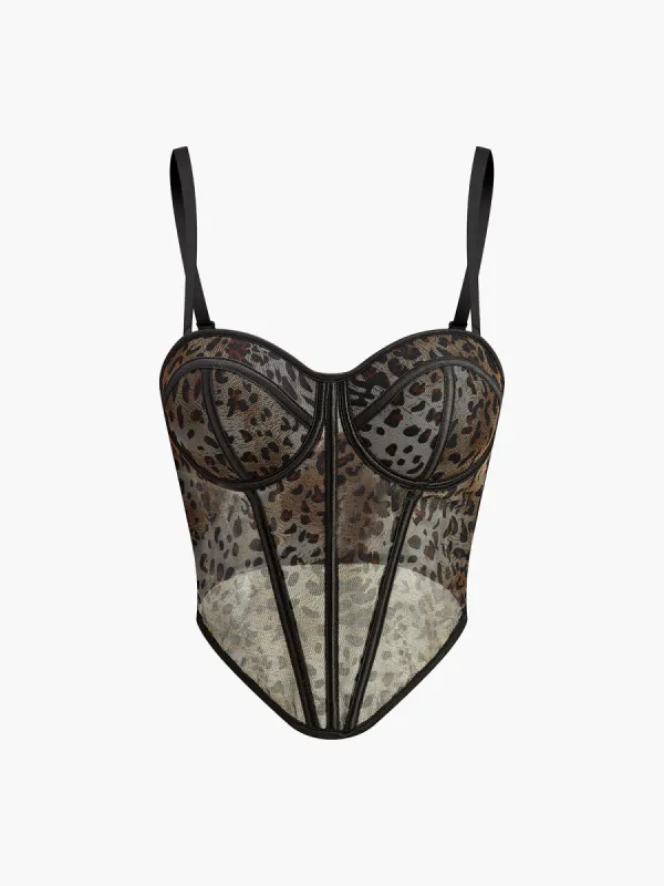 Leopard Printed Spaghetti Strap Corset sold by COMMENSE