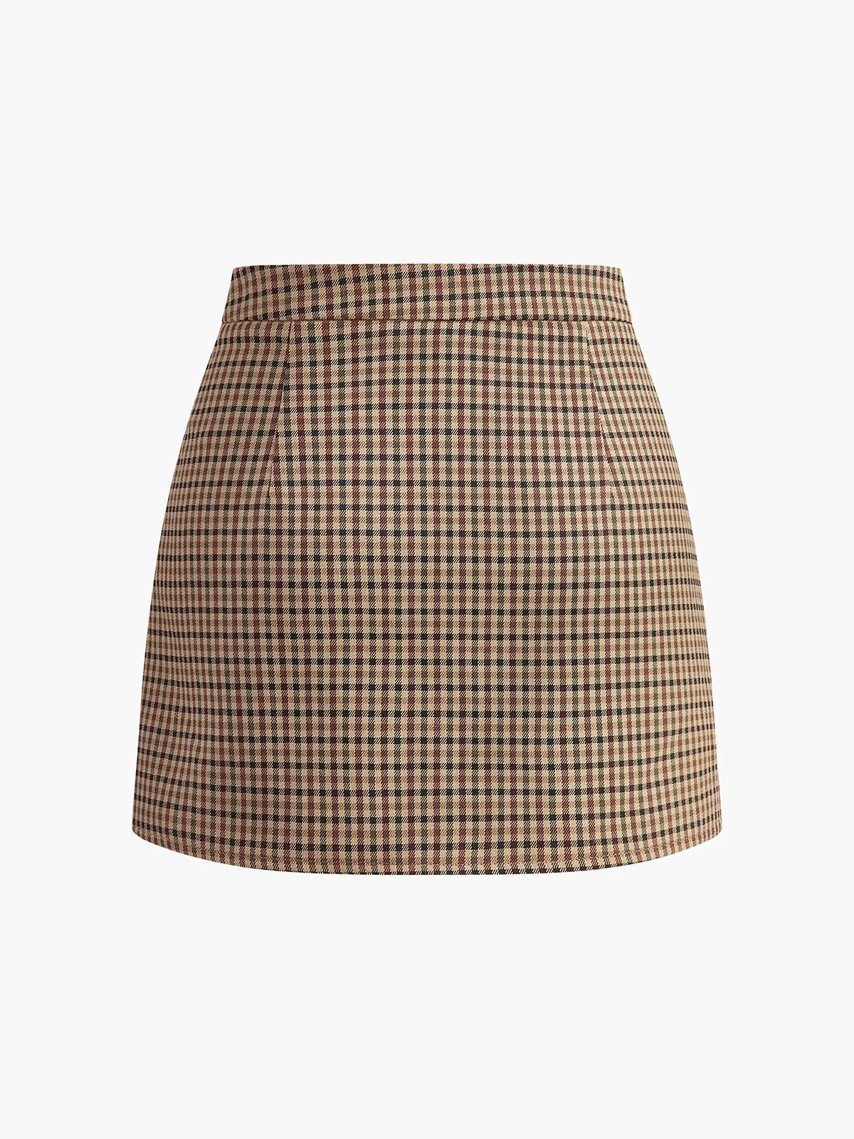 Mid-Waist Buckle-Design Plaid Pleated Skirt sold by COMMENSE product image thumbnail 3