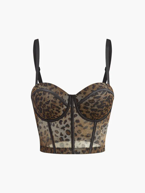 Semi-Sheer Leopard Printed Corset sold by COMMENSE