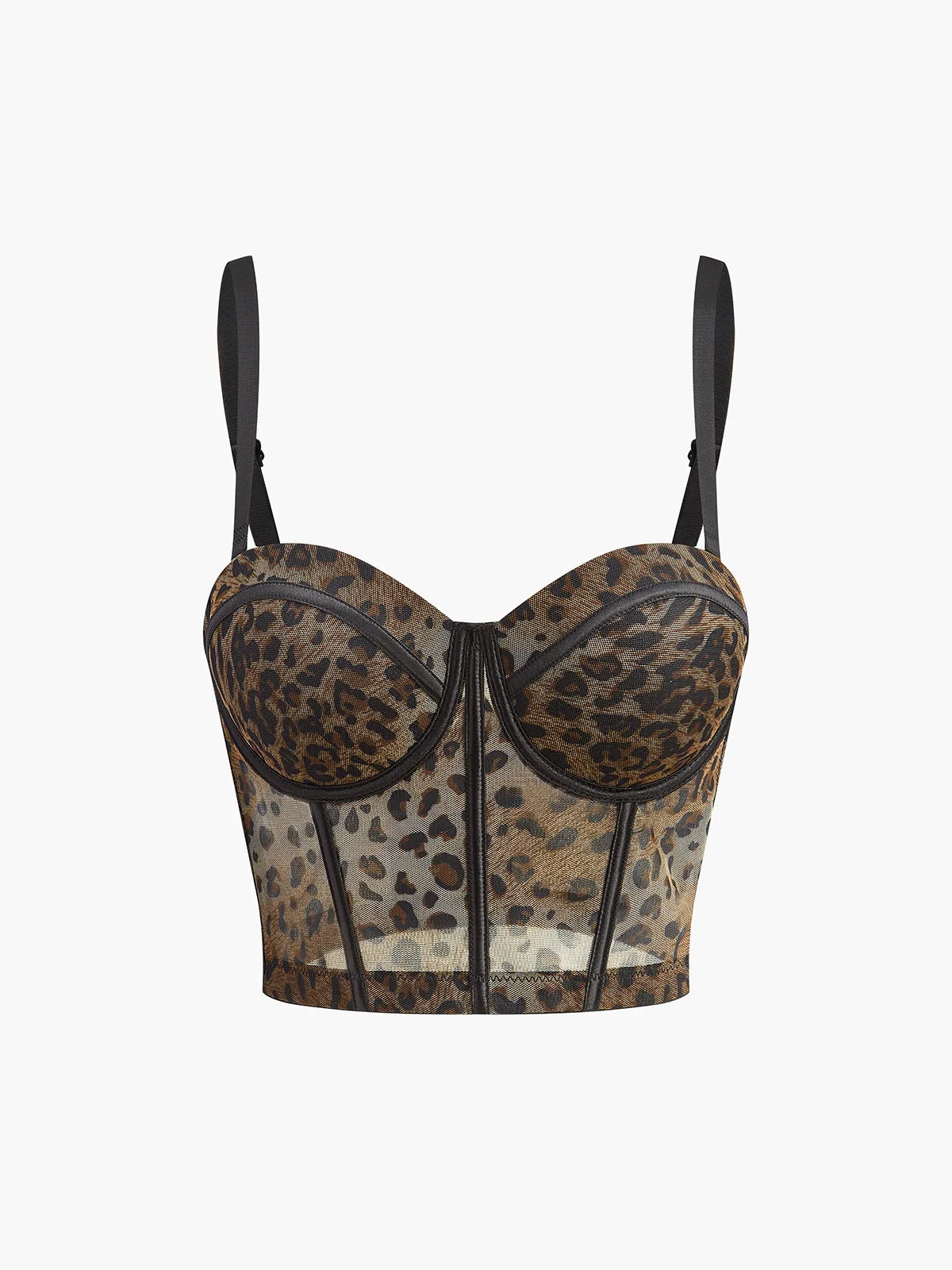 Semi-Sheer Leopard Printed Corset sold by COMMENSE