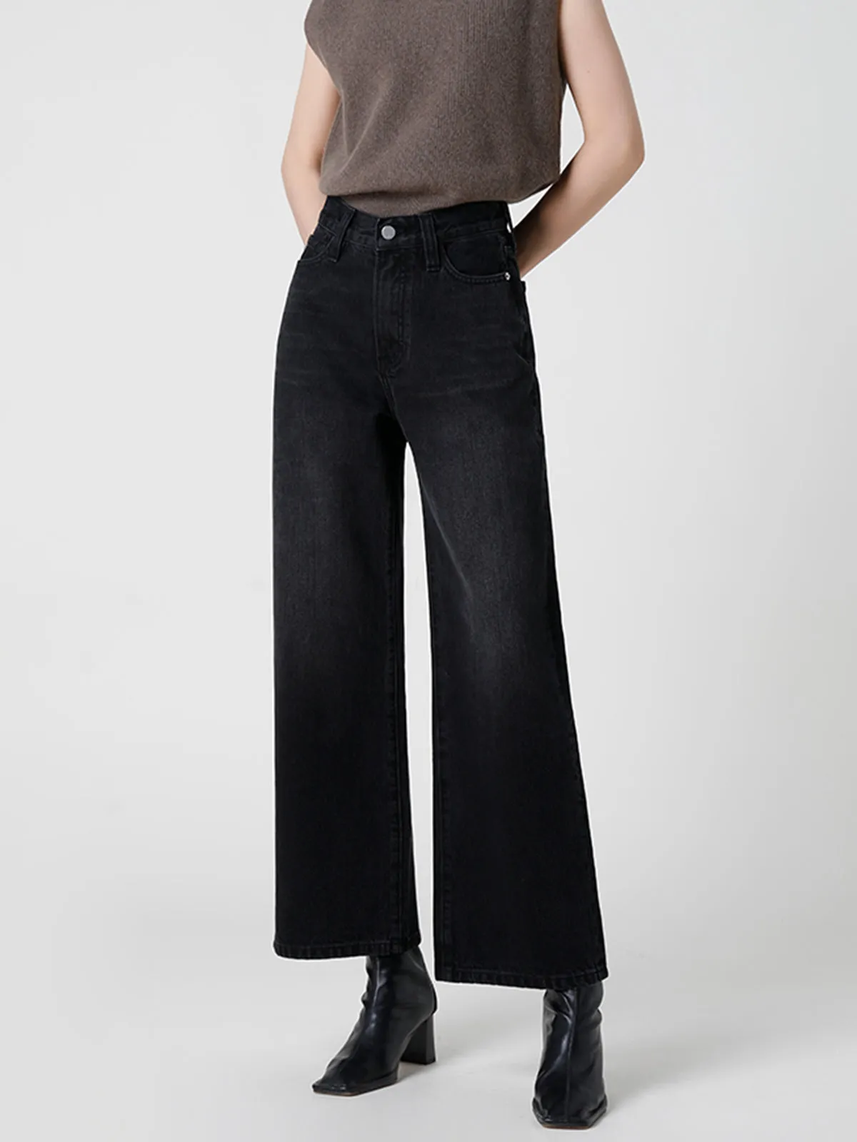Mid-Waist Basic Jeans sold by COMMENSE