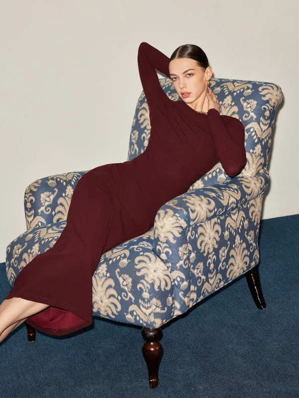 Backless Ruched Jersey Long Dress sold by COMMENSE