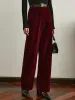 Mid-Waist Velvet Pants Without Belt sold by COMMENSE