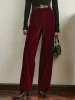 Mid-Waist Velvet Pants Without Belt sold by COMMENSE