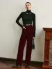 Mid-Waist Velvet Pants Without Belt sold by COMMENSE